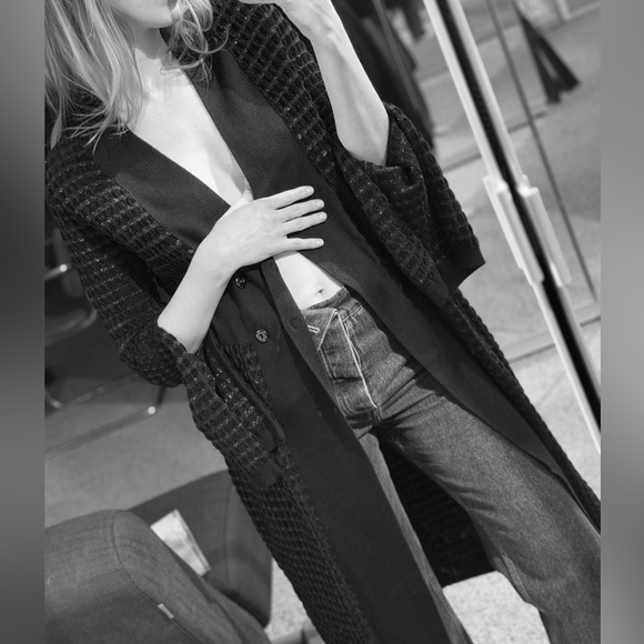 ALEXANDER MCQUEEN WOOL COAT SWEATER BLACK SIZE M
